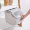 Plastic Rice Storage Bucket Food Grain Seal Locking Lid Organizer Utensils Gray 10kg