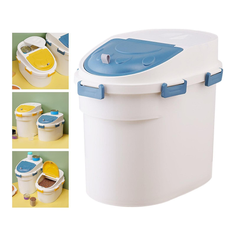 Cat Dog Food Storage Box Bin Container Moistureproof Sealing Bucket Orange L