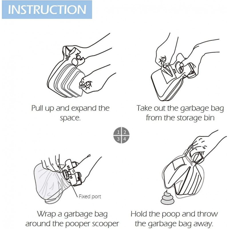 Petite pelle à caca pour chiens, gadget extensible pour caca pour chien avec distributeur de sacs, ramassage [...]