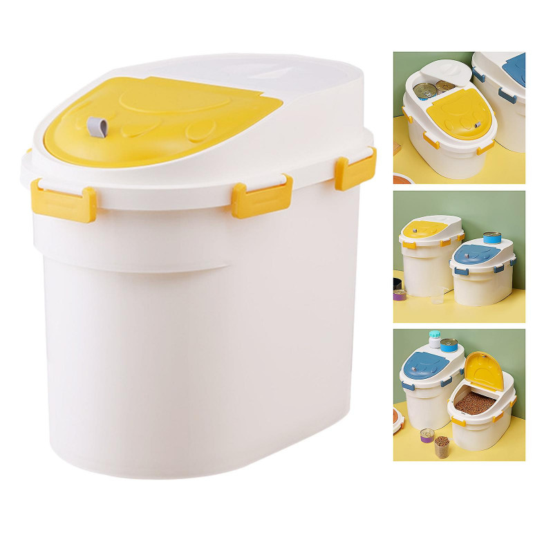 Cat Dog Food Storage Box Bin Container Moistureproof Sealing Bucket Orange L