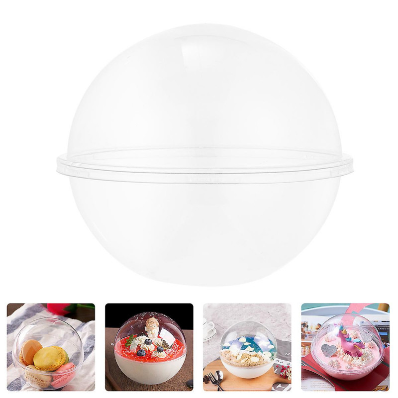 10pcs Transparent Plastic Cake Container Ball Shape Cake Container Portable Mousse Ball Round Cake Container [...]