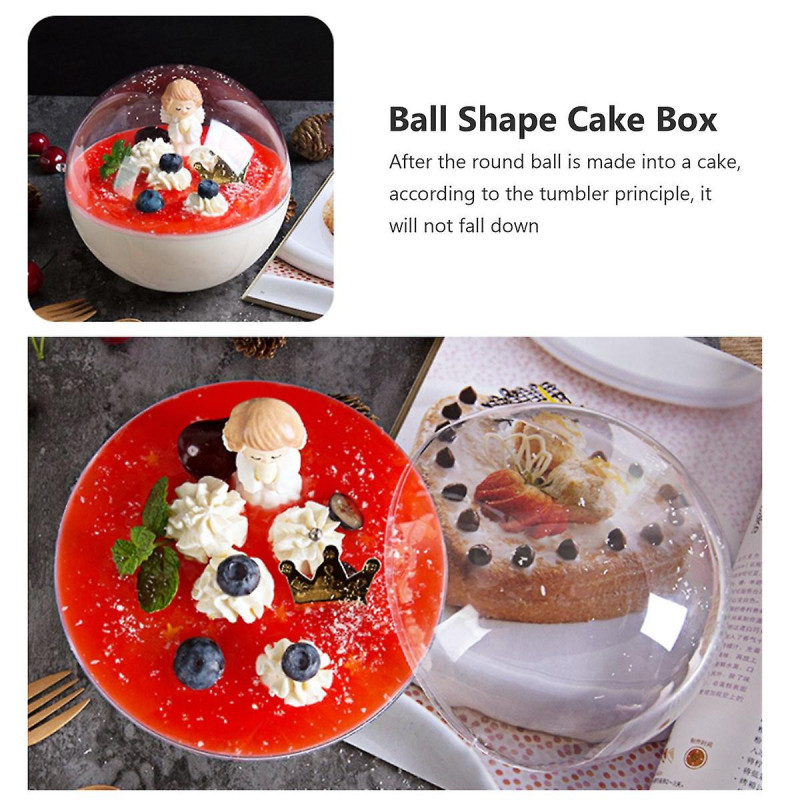 10pcs Transparent Plastic Cake Container Ball Shape Cake Container Portable Mousse Ball Round Cake Container [...]