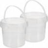 2 Pcs 2L Food Grade Plastic Hand Bucket Transparent Round Storage Bucket Household Ice Cream Storage Tank with Lid