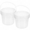 2 Pcs 2L Food Grade Plastic Hand Bucket Transparent Round Storage Bucket Household Ice Cream Storage Tank with Lid