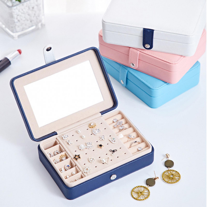Large Capacity Double Layer Jewelry Organizer Box Dustproof Moisture-proof Rings Necklaces Lipsticks Removable [...]