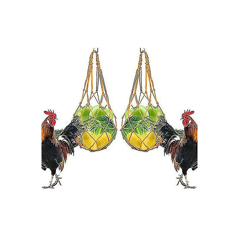 2pc Chicken Vegetable String Bag Poultry Fruit Holder Chicken Cabbage Feeder Treat Feeding Tool With Hook