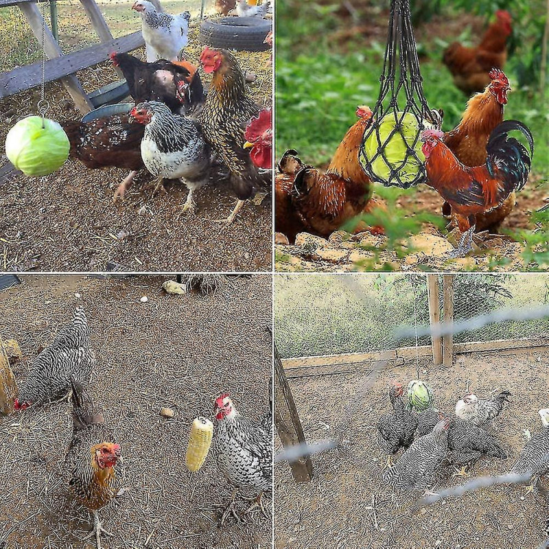 2pc Chicken Vegetable String Bag Poultry Fruit Holder Chicken Cabbage Feeder Treat Feeding Tool With Hook