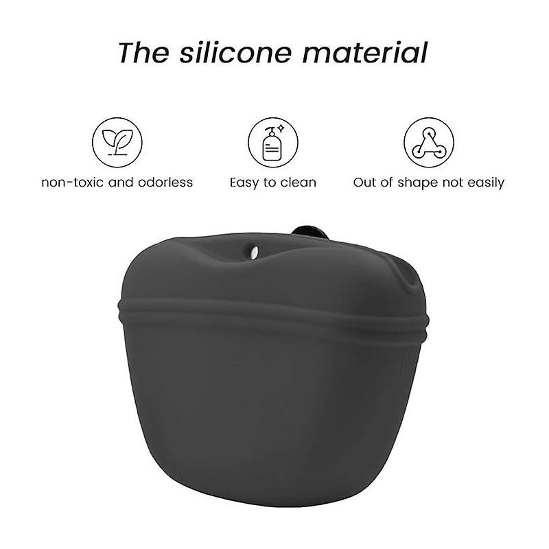 Silicone Dog Treat Pouch - Clip on Portable Training Container Convenient Magnetic Buckle Closing and Waist Clip - [...]