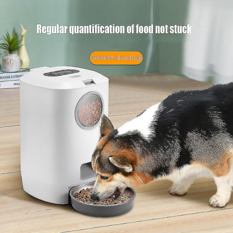 4.5L auto pet food dispenser 4 meals per day 10s voice recorder timed feeder