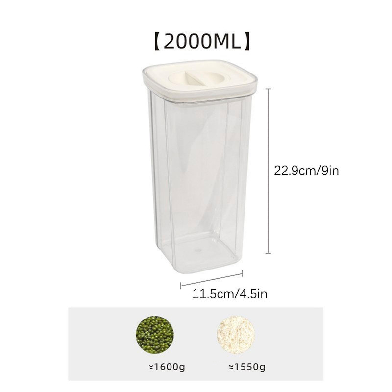 Miscellaneous Grains Barley Noodle Storage Jar Nut Candy Dry Storage Jar Square Transparent Buckle Dry Storage Jar