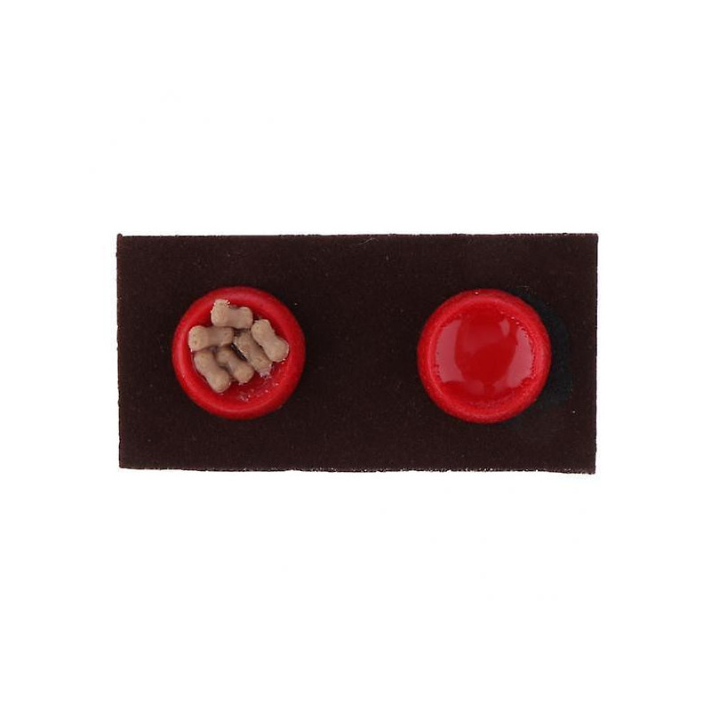 5xdollhouse Miniature 1:12 Toy Pet Dog Food Bowl Set For Fairy Garden Decor