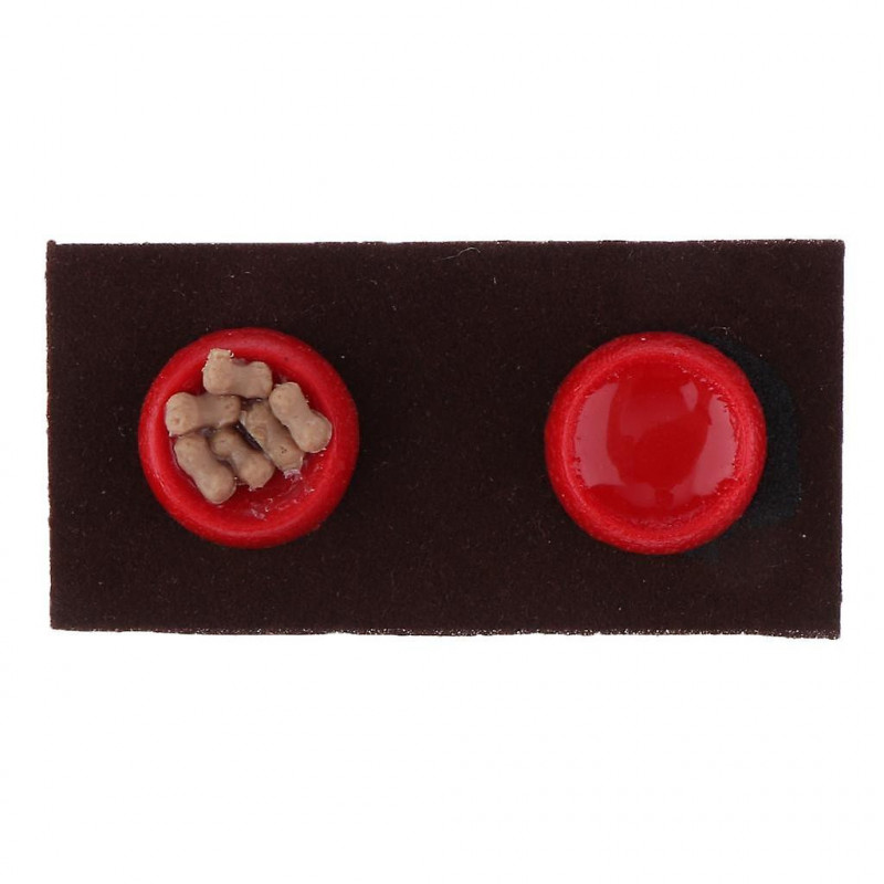 5xdollhouse Miniature 1:12 Toy Pet Dog Food Bowl Set For Fairy Garden Decor