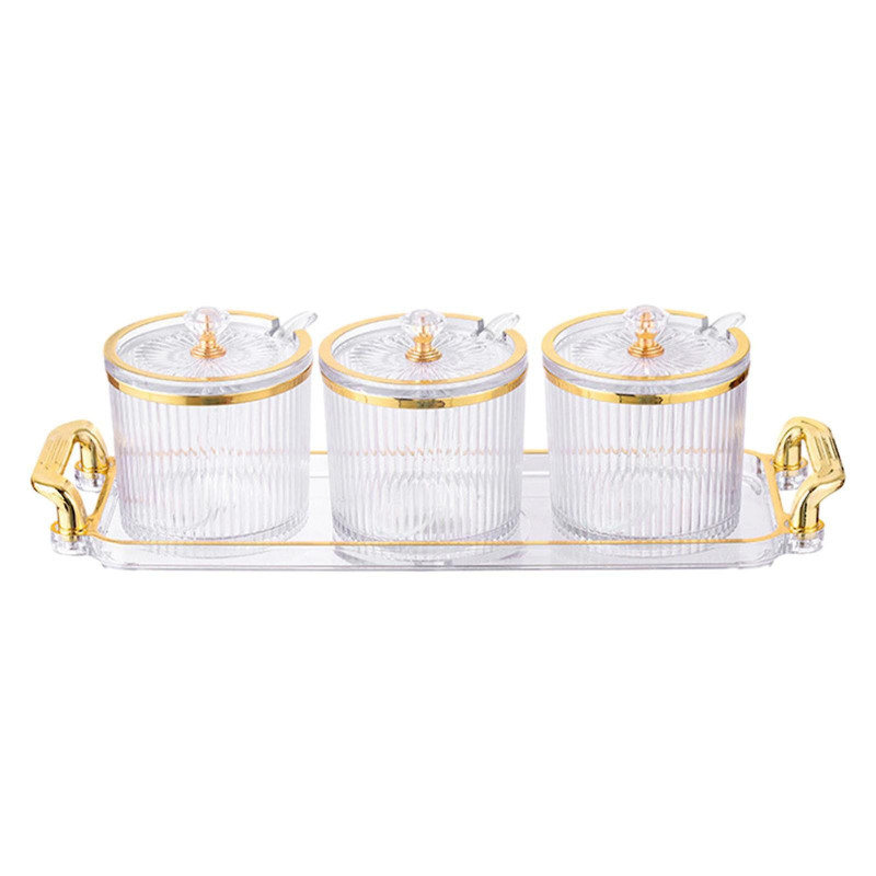 3 Pieces Sugar Spice Bowl Container, Spice Serving Jars Set, Decorative Storage Seasoning Container Box for Kitchen