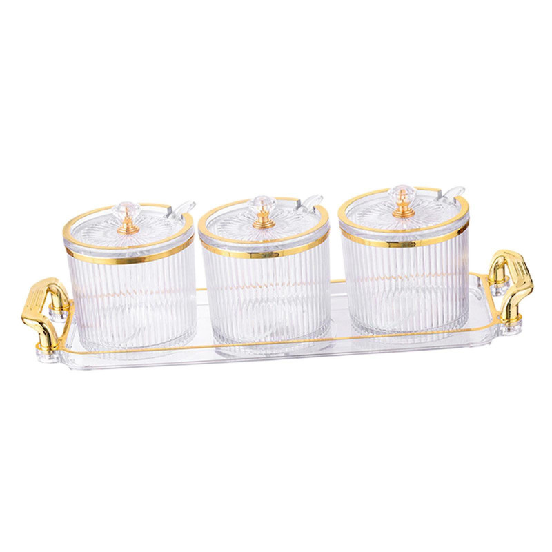 3 Pieces Sugar Spice Bowl Container, Spice Serving Jars Set, Decorative Storage Seasoning Container Box for Kitchen