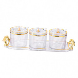 3 Pieces Sugar Spice Bowl Container, Spice Serving Jars Set, Decorative Storage Seasoning Container Box for Kitchen 3 Pieces Sugar Spice Bowl Container, Spice Serving Jars Set, Decorative Storage Seasoning Container Box for Kitchen