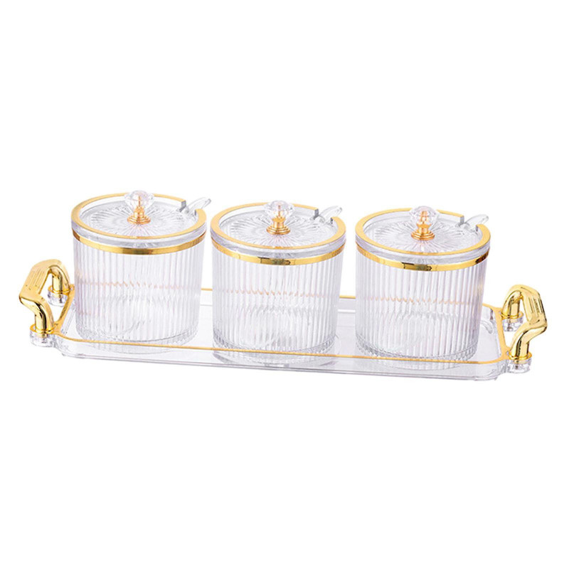3 Pieces Sugar Spice Bowl Container, Spice Serving Jars Set, Decorative Storage Seasoning Container Box for Kitchen