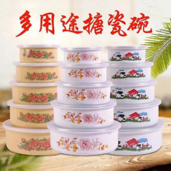 5Pcs Enamel Food Storage Bowls Fresh-keeping Bowls Lidded Food Containers Enamel Preservation Bowls 5Pcs Enamel Food Storage Bowls Fresh-keeping Bowls Lidded Food Containers Enamel Preservation Bowls