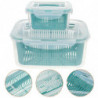 2Pcs Plastic Box Drain Preservation Box Kitchen Fridge Food Fresh Box Blue