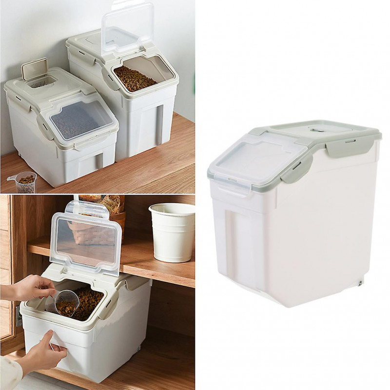 Pet Food Container Moisture Proof Dustproof Dry Food Bucket Storage Case Containers Size S (Nordic Green)