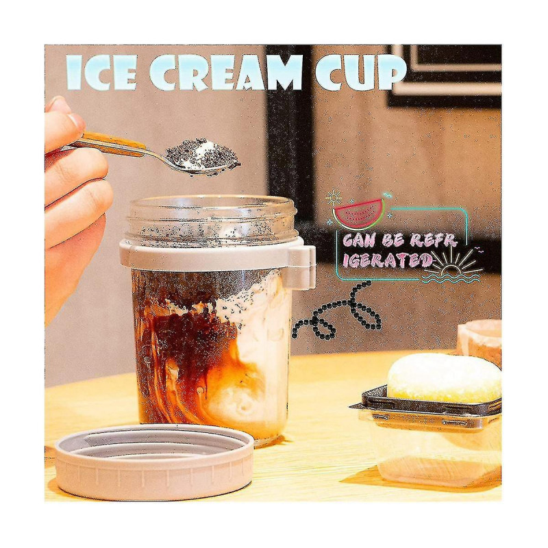 Reusable Overnight Oat Jar, Sealed Storage With Measuring Markers, Spoon For Salads, Yogurt, Oatmea