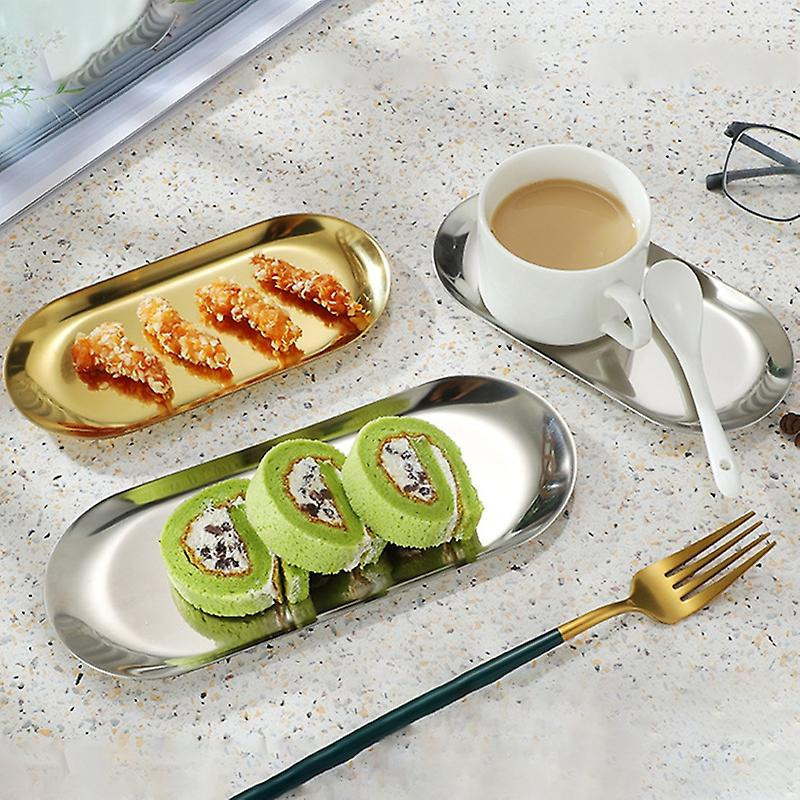 Nordic Stainless Steel Dessert Plate Fruit Tray Snack Kitchen Steak Container