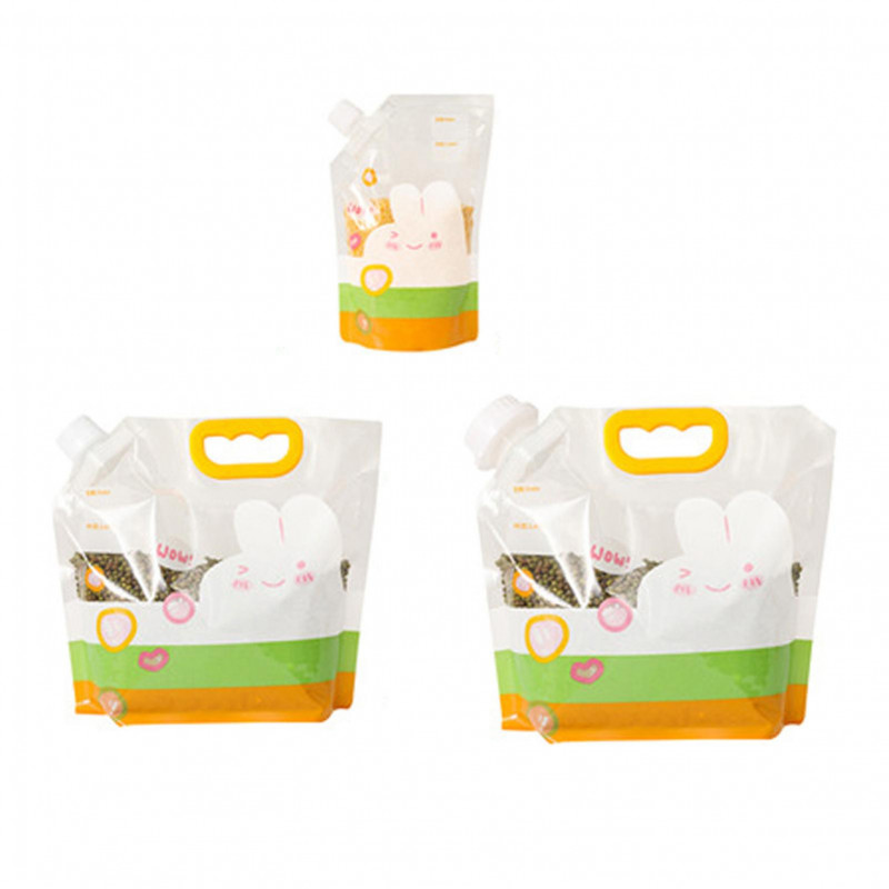 1 Set Food Storage Bag with Funnel Screw Lid Handle Food Grade Clear Large Capacity Leak Proof Reusable Moisture- [...]