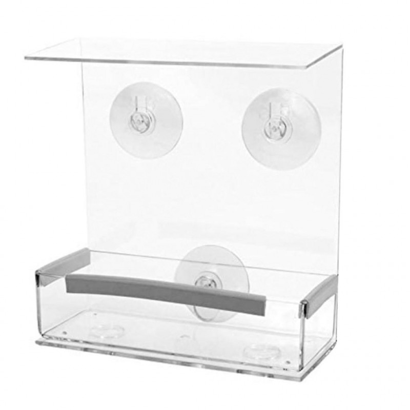 Pet Bird Food Dispenser Parrots Feeder Clear Seed Tray Bird Food Container