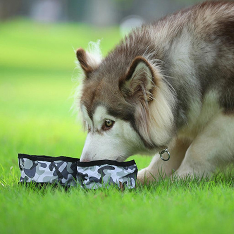 Portable Collapsible Canvas Dog Bowl For Pet Dog Cat Travel Outdoor Coffee