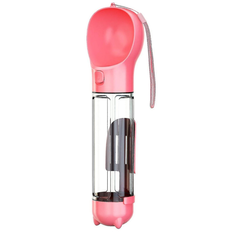 Travel Outdoor Portable 500ml Plastic Pet Dog Drinking Bottle With Poop Bag