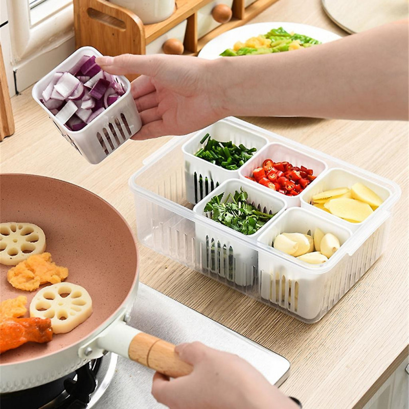 6-Grid Onion Ginger Chili Seasoning Storage Box Fresh Keeping Containers 6-Grid Onion Ginger Chili Seasoning Storage Box Fresh Keeping Containers