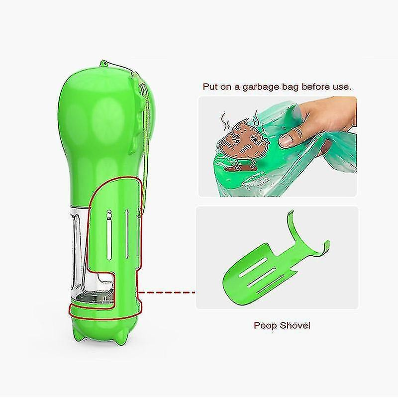 Travel Outdoor Portable 500ml Plastic Pet Dog Drinking Bottle With Poop Bag