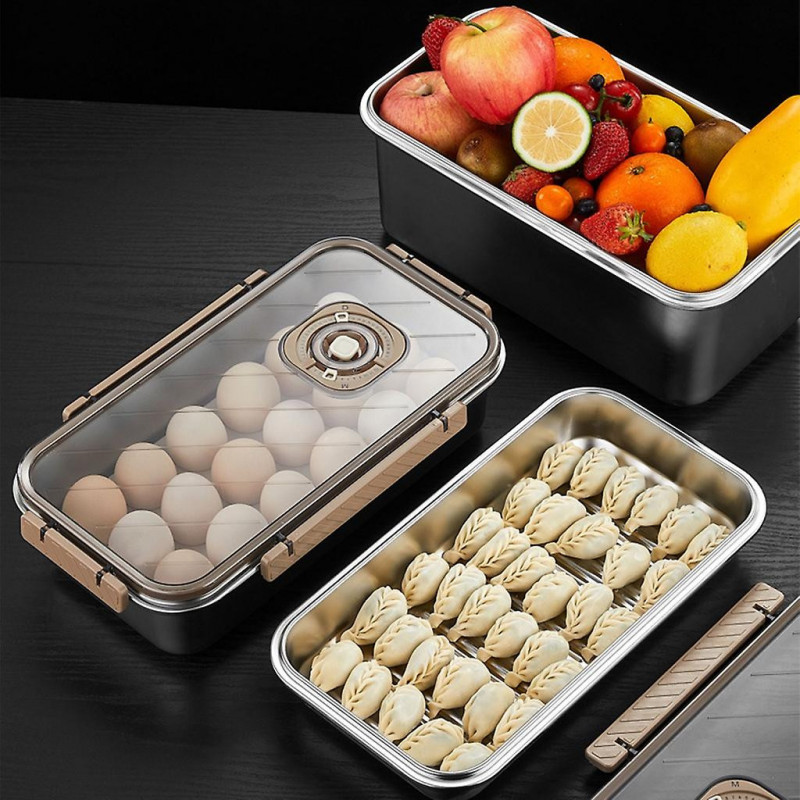 304 Boîte alimentaire en acier inoxydable Stockage portable étanche de grande capacité 304 Boîte alimentaire en acier inoxydable Stockage portable étanche de grande capacité