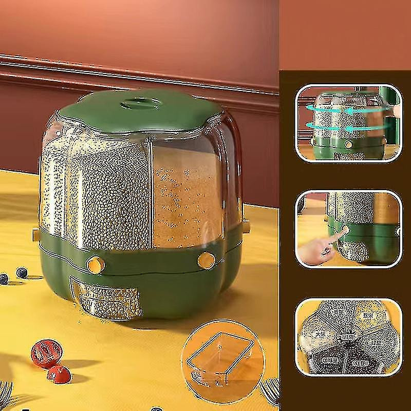 Separate Rice Bucket Rotating Grain Storage Box Household Insect-proof Moisture-proof Sealed Rice Storage Box Separate Rice Bucket Rotating Grain Storage Box Household Insect-proof Moisture-proof Sealed Rice Storage Box