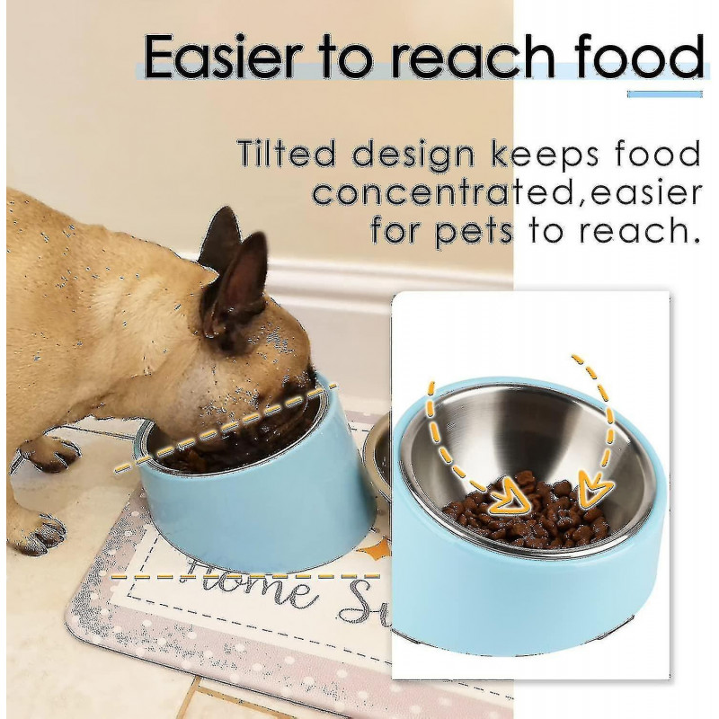 Degree Tilt Dog Bowl, Slanted Cat Bowl, Sloped Pet Bowl, Tilted Raised Pet Bowl, Raised Feeder, Non-slip Melamine Stand
