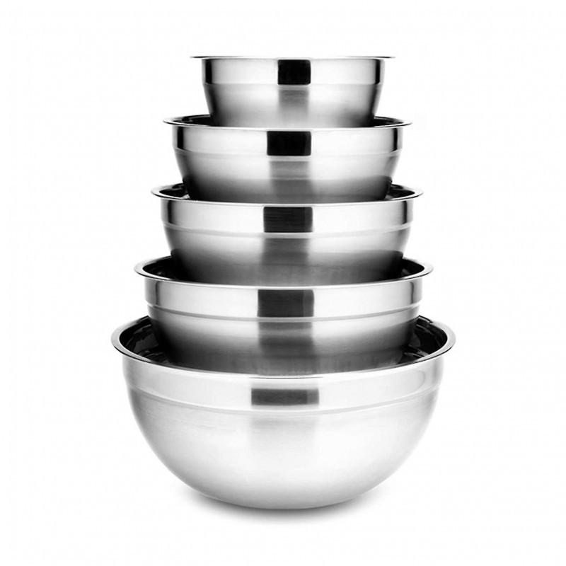 Salad Bowl Mirror Surface Anti-scratch Multifunctional Wide Opening Food Container Household Supplies Q