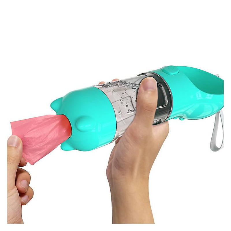 5 In 1 Portable Dog Water Bottle Multifunction With Food Box 300ml