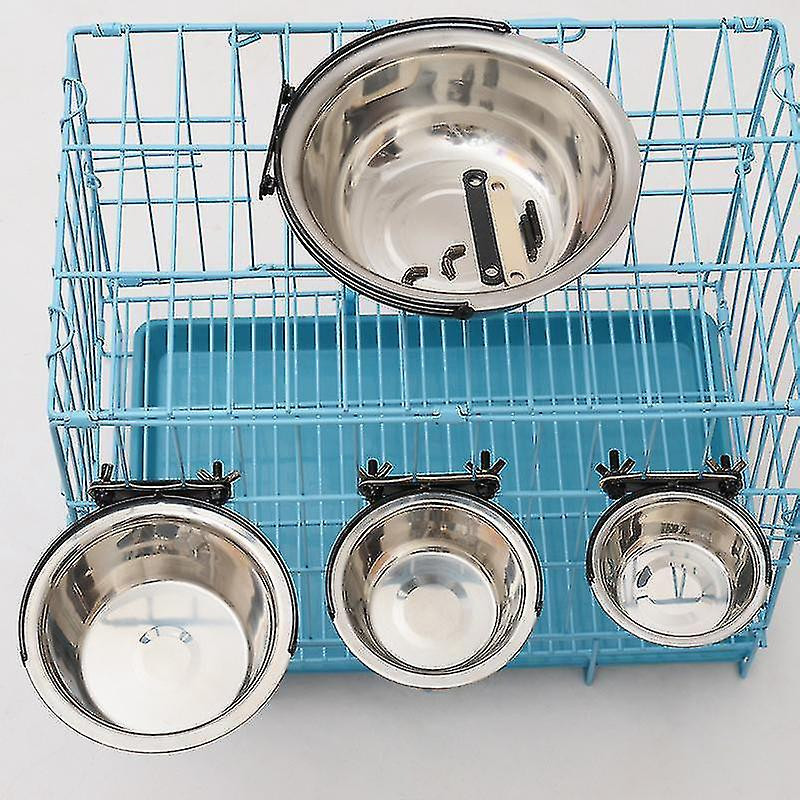 Hanging Pet Bowl, Stainless Steel Food Water Bowls Feeder With Hook For Dogs Cats In Crate Cage Kennel Silver