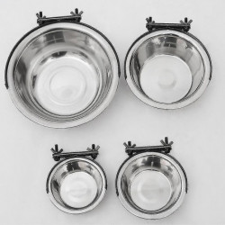 Hanging Pet Bowl, Stainless Steel Food Water Bowls Feeder With Hook For Dogs Cats In Crate Cage Kennel Silver Hanging Pet Bowl, Stainless Steel Food Water Bowls Feeder With Hook For Dogs Cats In Crate Cage Kennel Silver