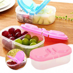 Double Grid Sealed Food Container with Lid Large Capacity Fruit Storage Box for Flower Tea Veggie Double Grid Sealed Food Container with Lid Large Capacity Fruit Storage Box for Flower Tea Veggie