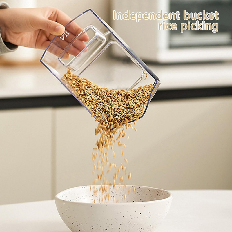 Grain Rotatable Rices Bucket with Multi Grid Large Capacity Cereals Container for Mung Beans