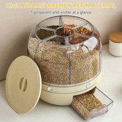 Grain Rotatable Rices Bucket with Multi Grid Large Capacity Cereals Container for Mung Beans Grain Rotatable Rices Bucket with Multi Grid Large Capacity Cereals Container for Mung Beans