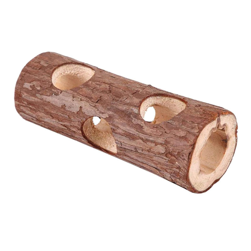 Small Pet Wood Tunnel Hollow Tree Trunk Gerbil Hideout Safe Non Toxic for Rat