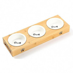 Special Food Bowl For Pet Cats And Dogs, Ceramic Bowl On Wooden Table Special Food Bowl For Pet Cats And Dogs, Ceramic Bowl On Wooden Table