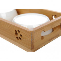 Special Food Bowl For Pet Cats And Dogs, Ceramic Bowl On Wooden Table Special Food Bowl For Pet Cats And Dogs, Ceramic Bowl On Wooden Table