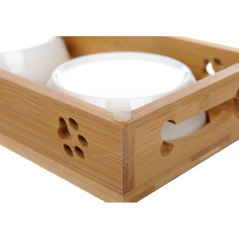 Special Food Bowl For Pet Cats And Dogs, Ceramic Bowl On Wooden Table