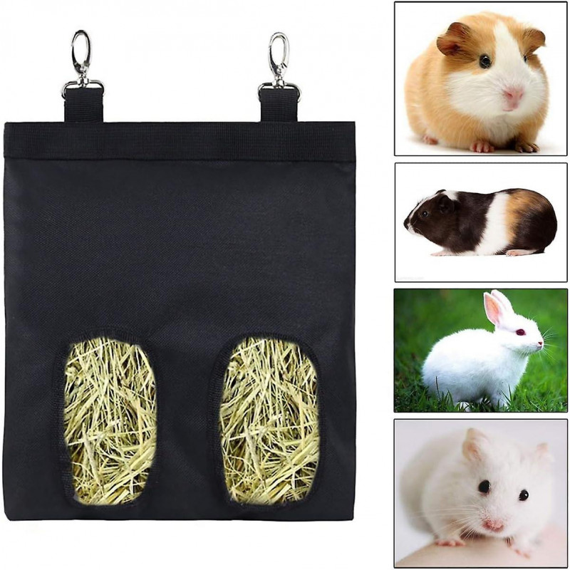 Hanging Rabbit Hay Bag Hay Feed Bag Hutch Accessoryblack-1pcs