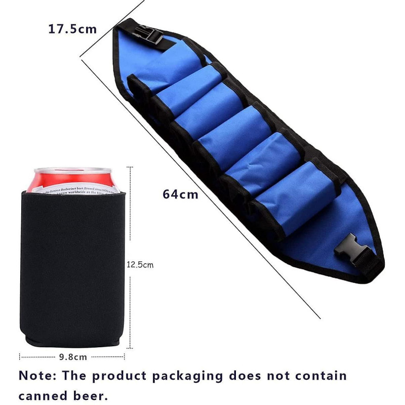 Ceinture de canette de bière, porte-ceinture de bière portable avec 5 pcs pliable canette refroidisseur de [...]