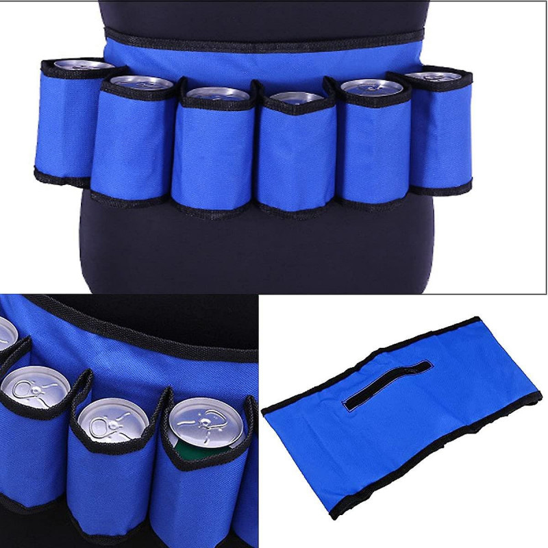 Ceinture de canette de bière, porte-ceinture de bière portable avec 5 pcs pliable canette refroidisseur de [...]