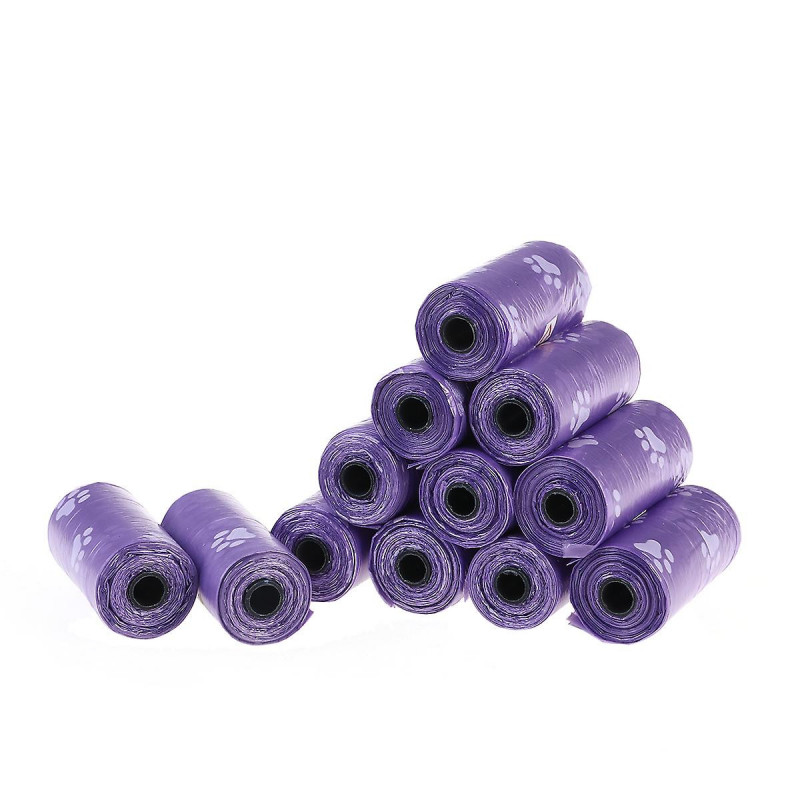 12 Rolls Plastic Dog Poop Bags Leak-Proof Garbage Bag Pet Waste Bag (Purple)