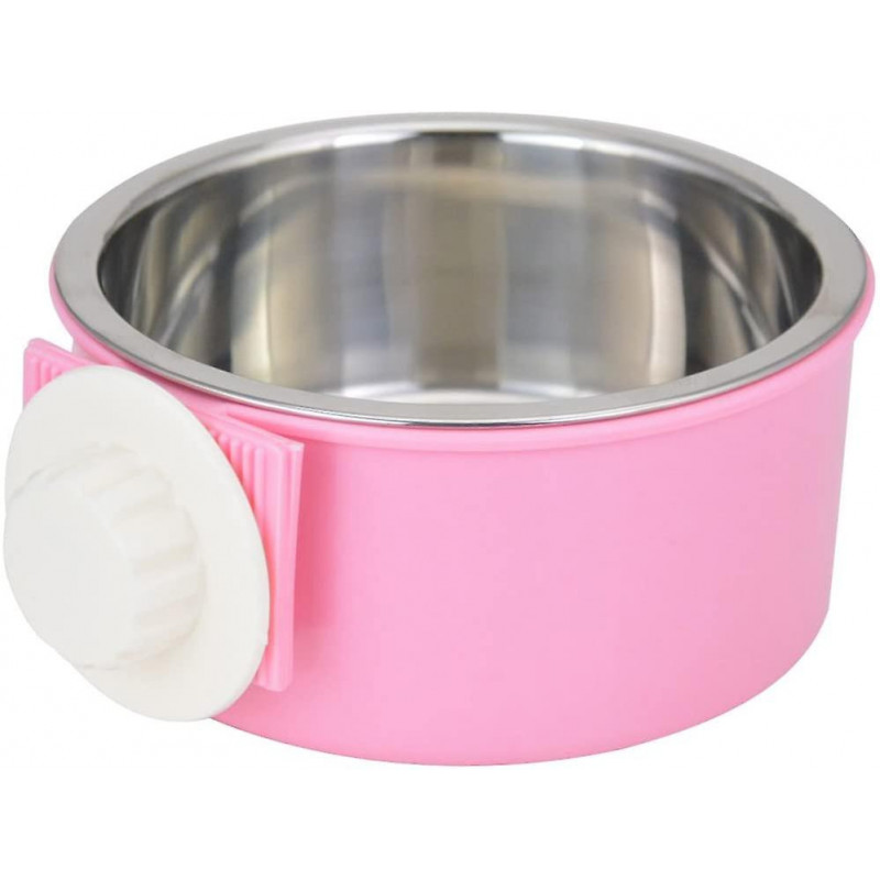 Stainless Steel Dog Cat Food Bowl Pet Feeder 2 In 1 Hanging Bowl Attach Cage Mount For Small Pets